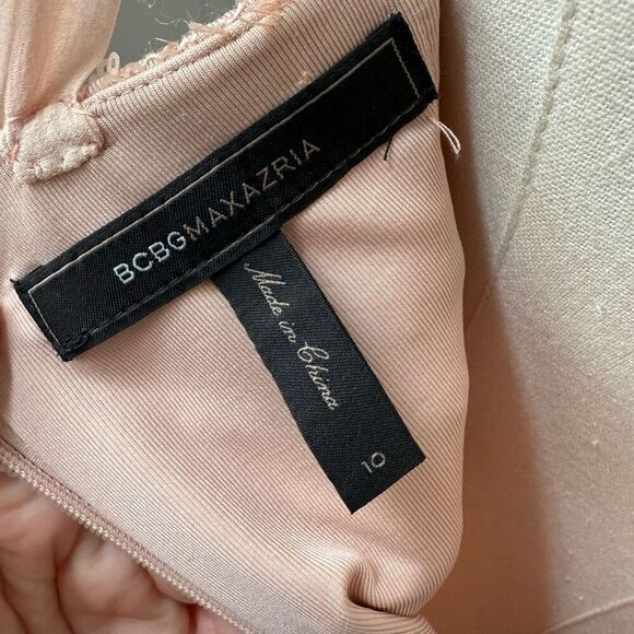 BCBGMaxAzria Bare Pink Sequin Chiffon Short Cocktail Homecoming Dress 10 - Picture 7 of 8